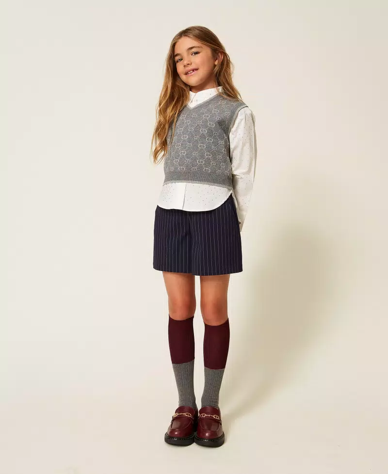 SHORTS BAMBINA GESSATO BLU TWINSET<BR/> 252GJ2041 CLASSIC BLU TWINSET KIDS 