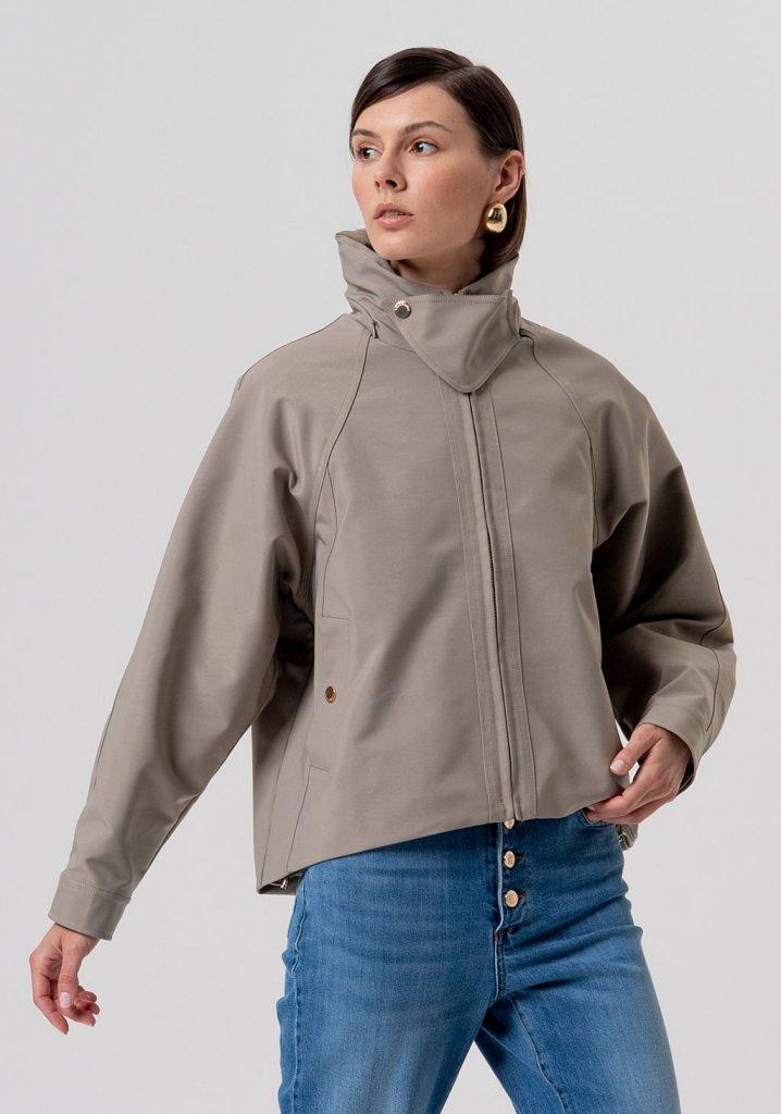 bomber donna corto in nylon con cappuccio mud fracomina FR26SC1007W68101 MUD FRACOMINA 