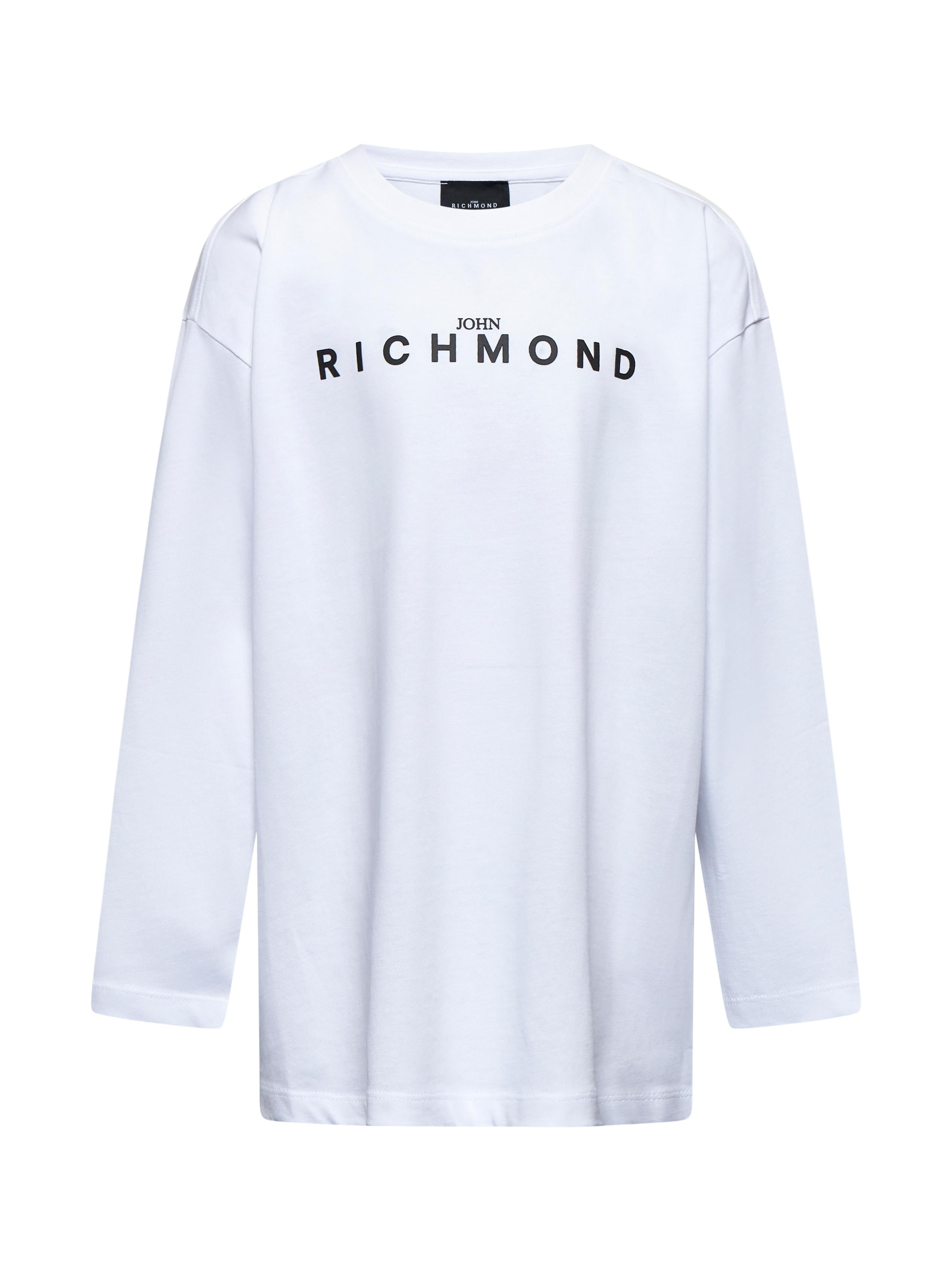 T-SHIRT BAMBINO TECUBE MANICA LUNGA  CON LOGO IN RILIEVO BIANCA RICHMOND RBA25016TS WHITE JOHN RICHMOND JUNIOR 