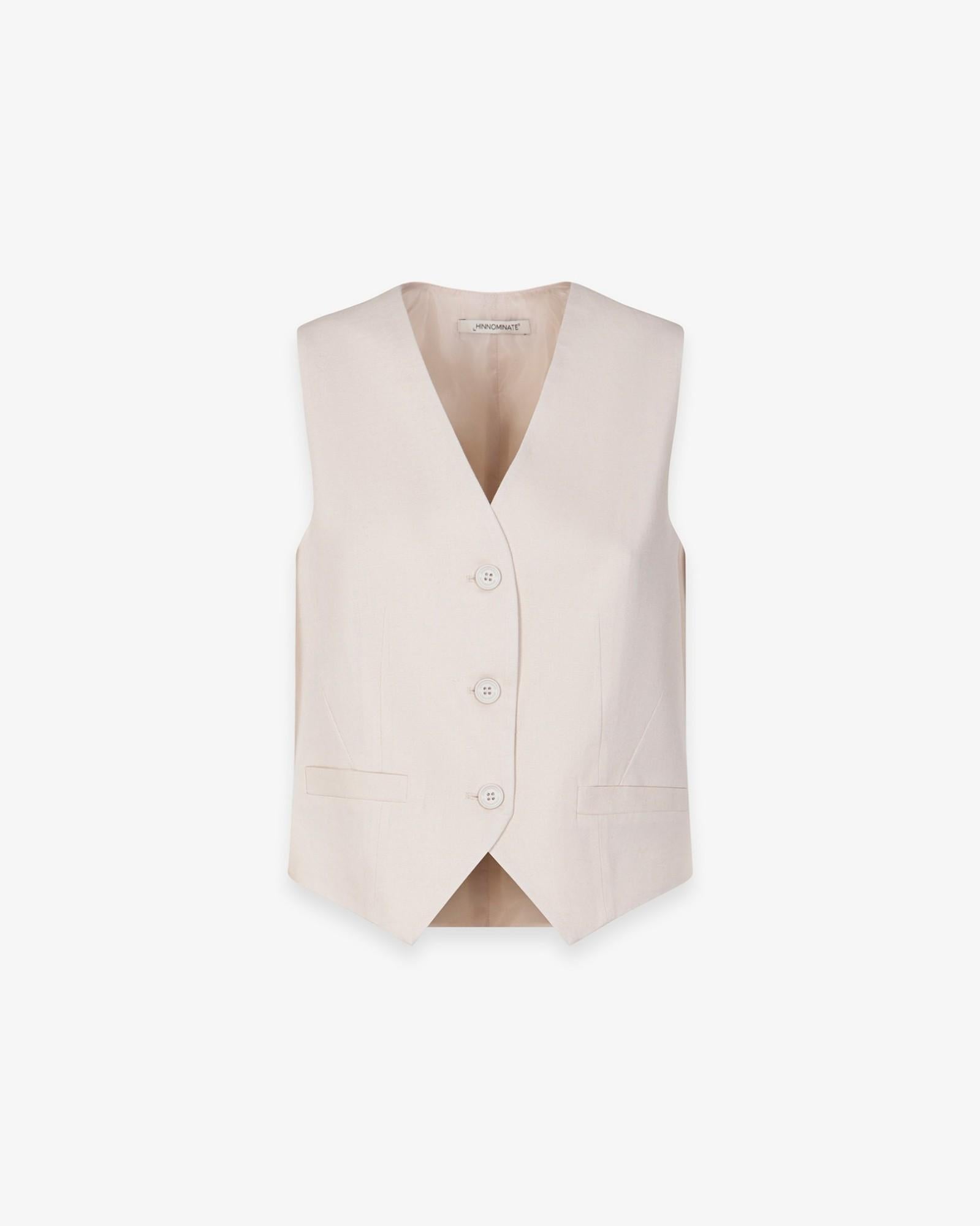 gilet donna in lino beige hinnominate HMABW02628 BEIGE HINNOMINATE 