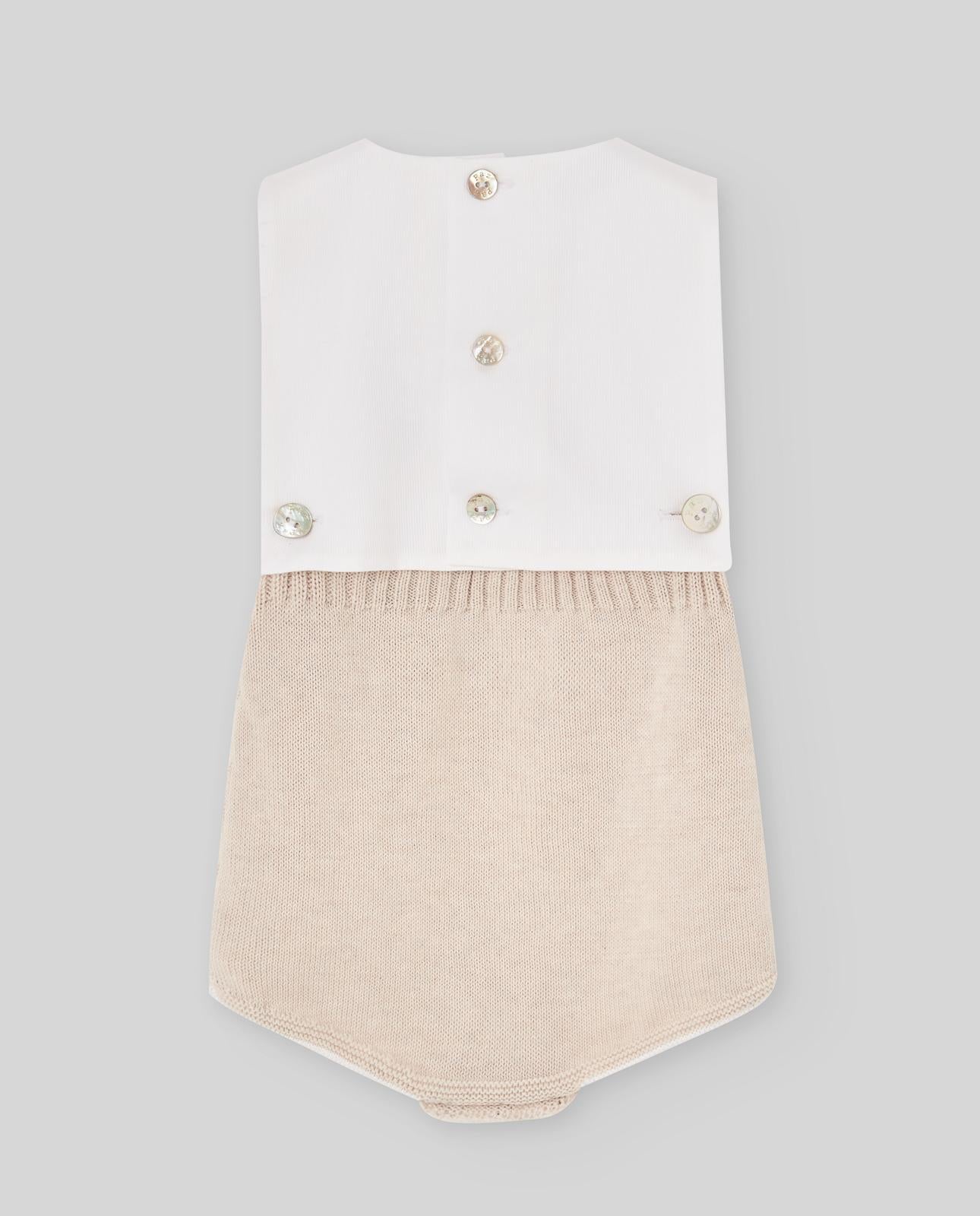 BODY NEONATO IN MAGLIA  E COTONE SABBIA PAZ RODRIGUEZ 022-123500 BIANCO-SABBIA PAZ RODRIGUEZ 