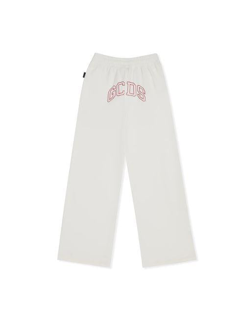 PANTALONE BAMBINA IN FELPA PALAZZO CON LOGO SUL RETRO GCDS B2J3024BA2 BIANCO GCDS KIDS 