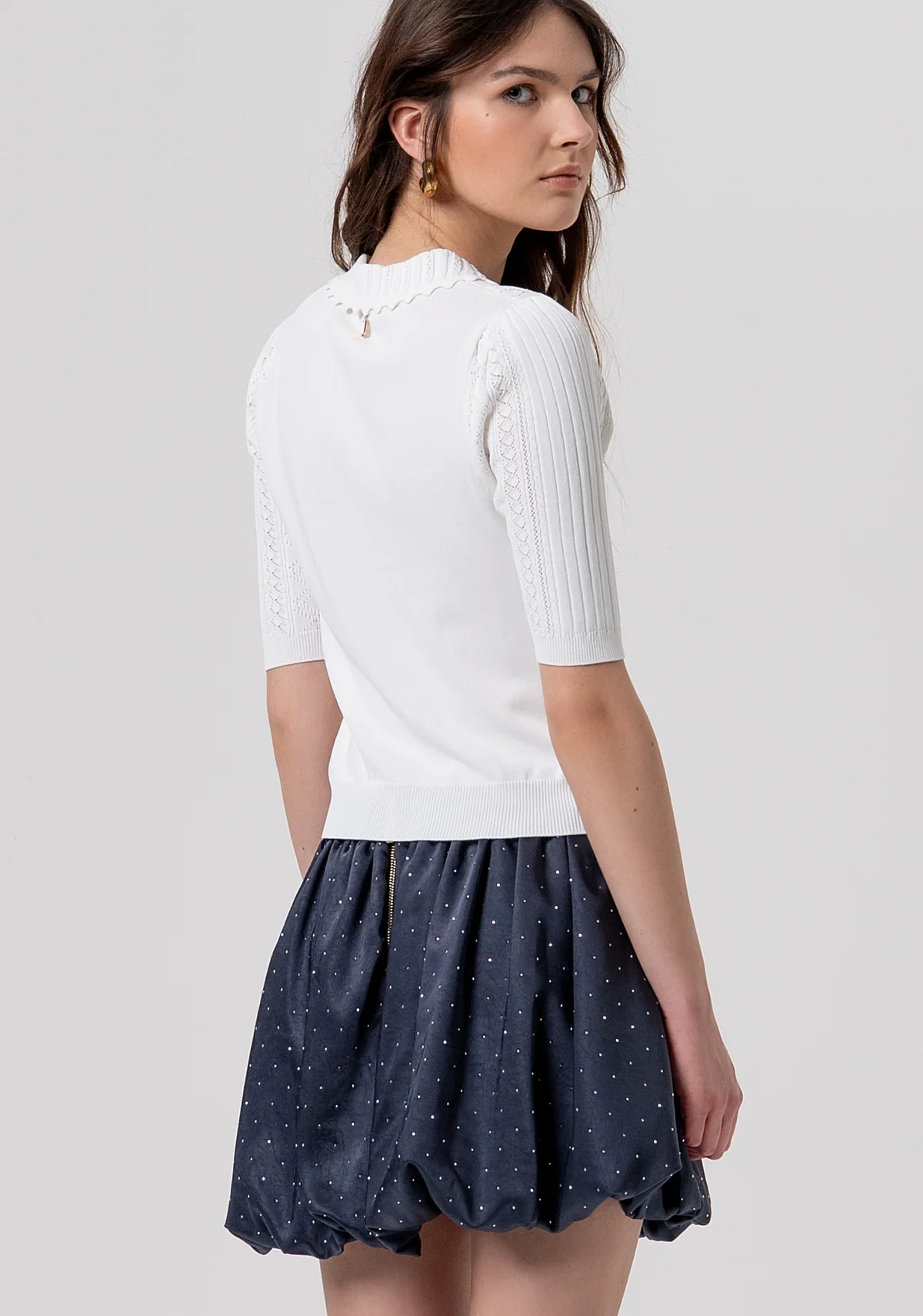 Polo donna slim in maglia con trafori BIANCO  fracomina <BR/> FR26ST7013K41601 BIANCO FRACOMINA 