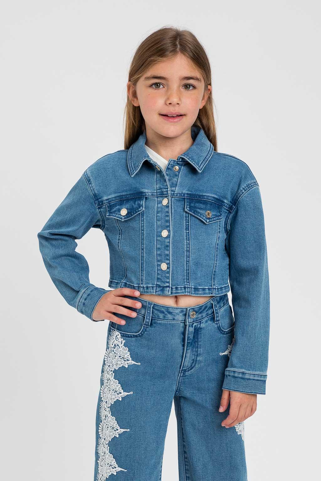GIUBBINO BAMBINA IN DENIM MEDIO TWINSET 261GJ2080 DENIM BLU MEDIO TWINSET KIDS 