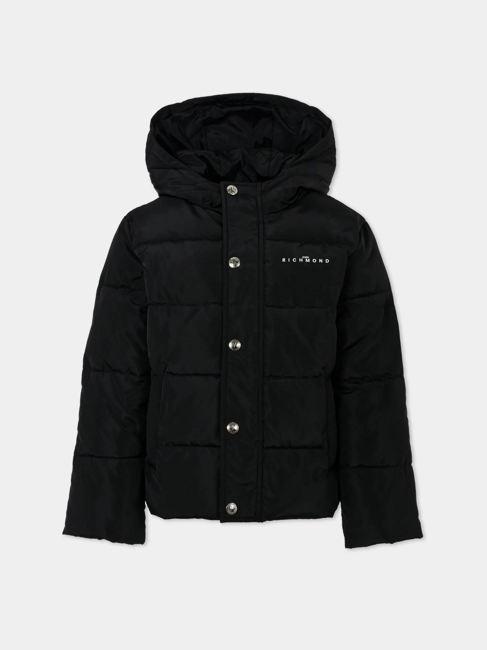 PIUMINO BAMBINO MAIORI CON CAPPUCCIO E LOGO NERO RICHMOND RBA25233PI BLACK JOHN RICHMOND JUNIOR 