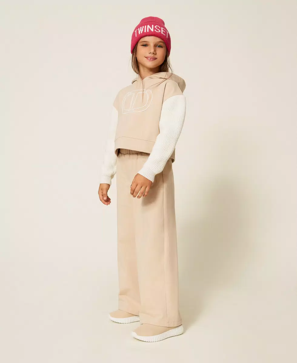 PANTALONE BAMBINA AMPIO IN FELPLA BEIGE TWINSET 252GJ2061 SAND DARK\MILK TWINSET KIDS 