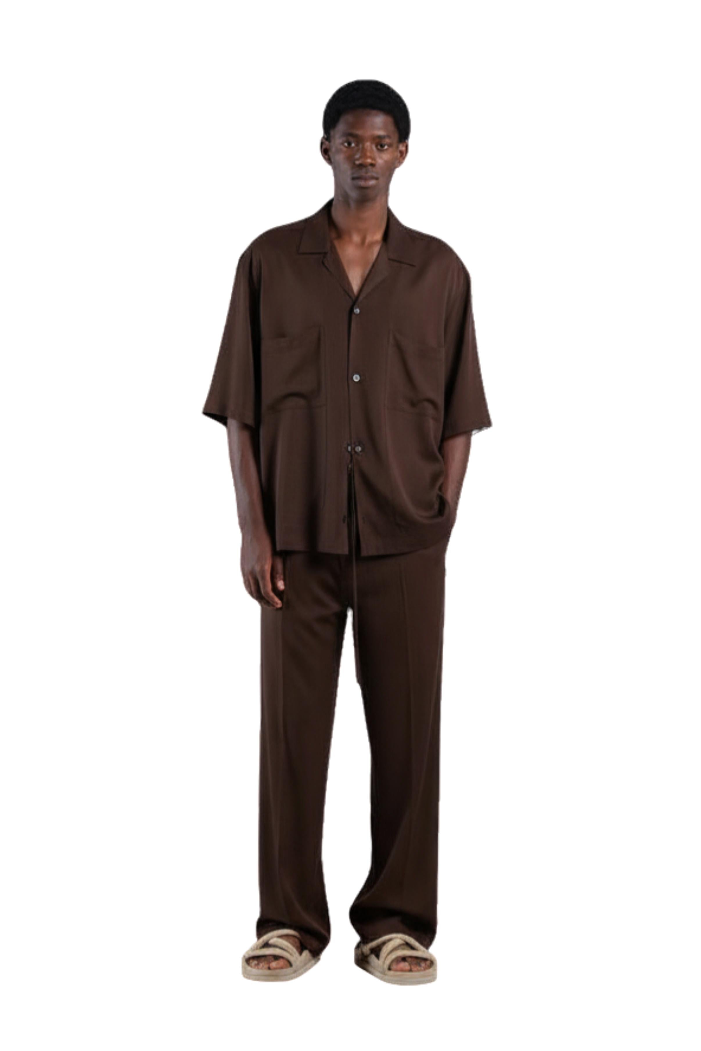 pantalone uomo fondo ampio con elastico in vita e culisse moro i'm brian PA3696 MORO I'M BRIAN 