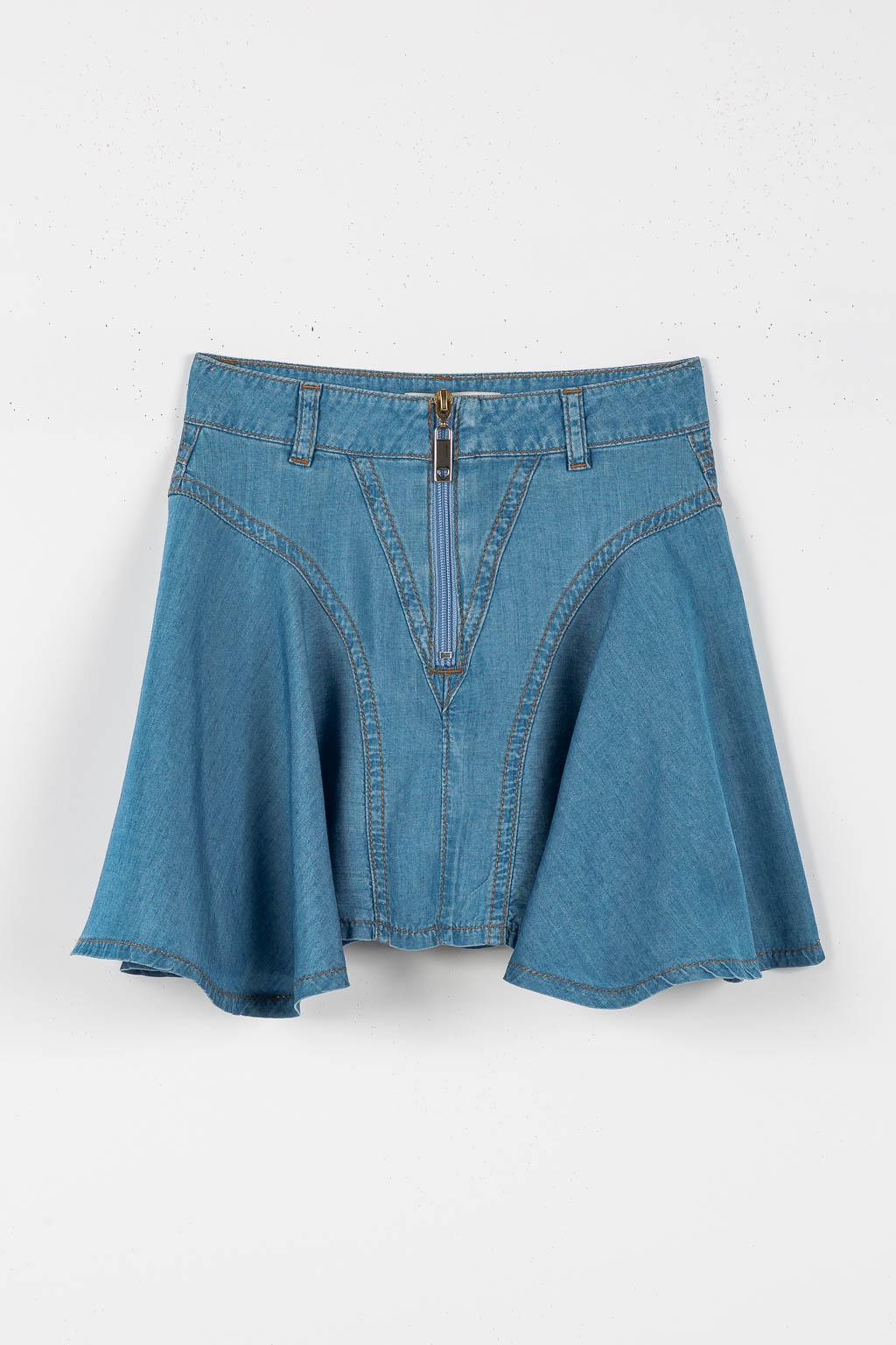 GONNA BAMBINA SVASATA CON ZIP CHAMBRAY BLU TWINSET 261GJ2072 DENIM BLU TWINSET KIDS 