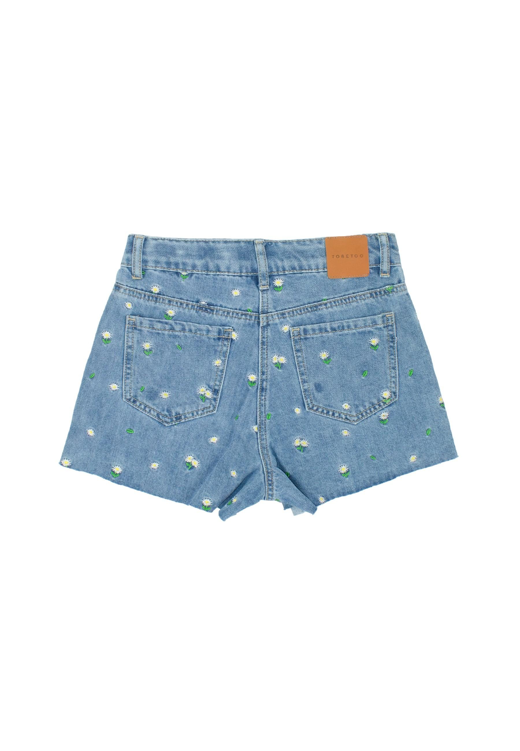 shorts BAMBINA in denim CON RICAMI ALL OVER TO BE TOO TB1582P JEANS TO BE TOO 