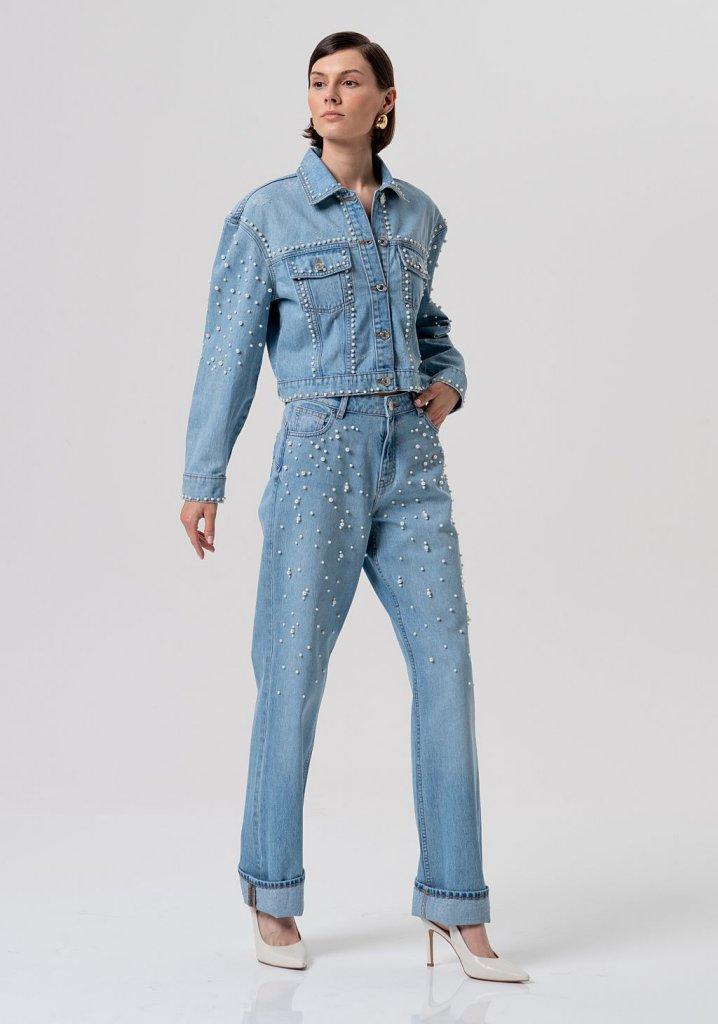 giubbino DONNA  in denim con perle FRACOMINA FR26SJ4004D47103 DENIM FRACOMINA 