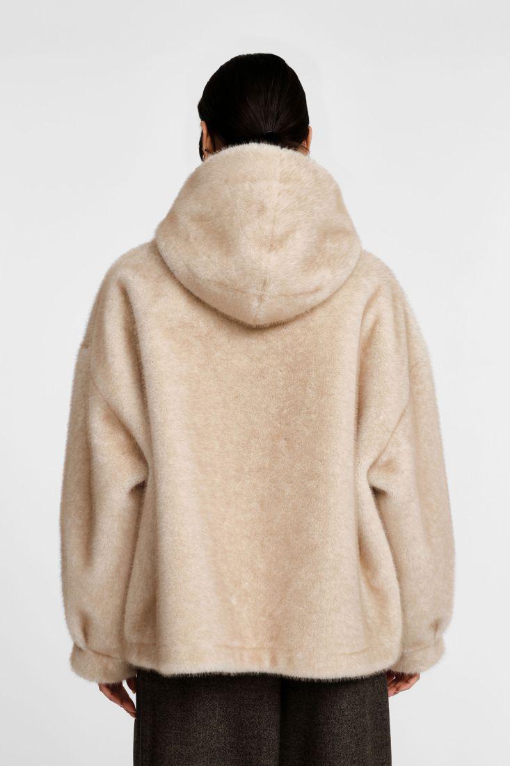 ECOPELLICCIA DONNA CON CAPPUCCIO E ZIP FRONTALE BEIGE PLEASE<BR/> V8911G6850 BEIGE PLEASE 