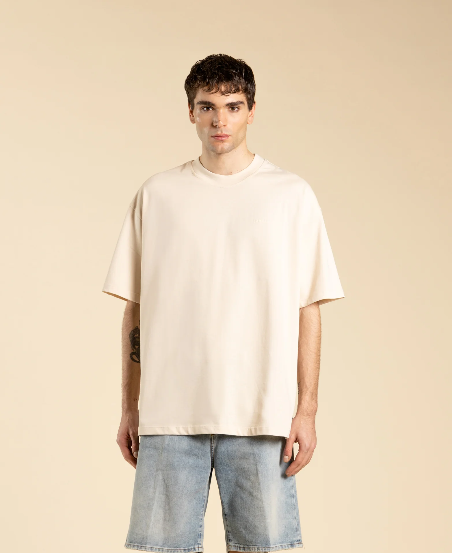 T-shirt oversize in jersey di cotone TS3328 PANNA I'M BRIAN 