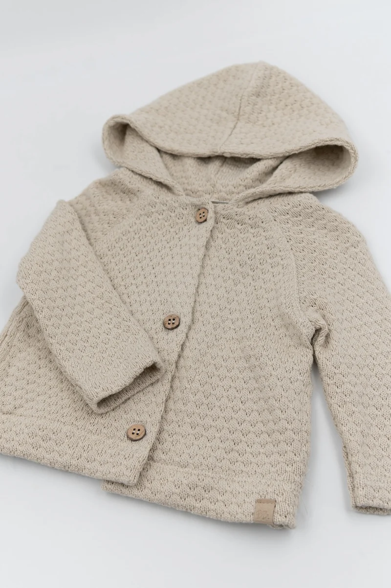 cardigan a maglia con cappuccio 856 SAND BAMBOOM 