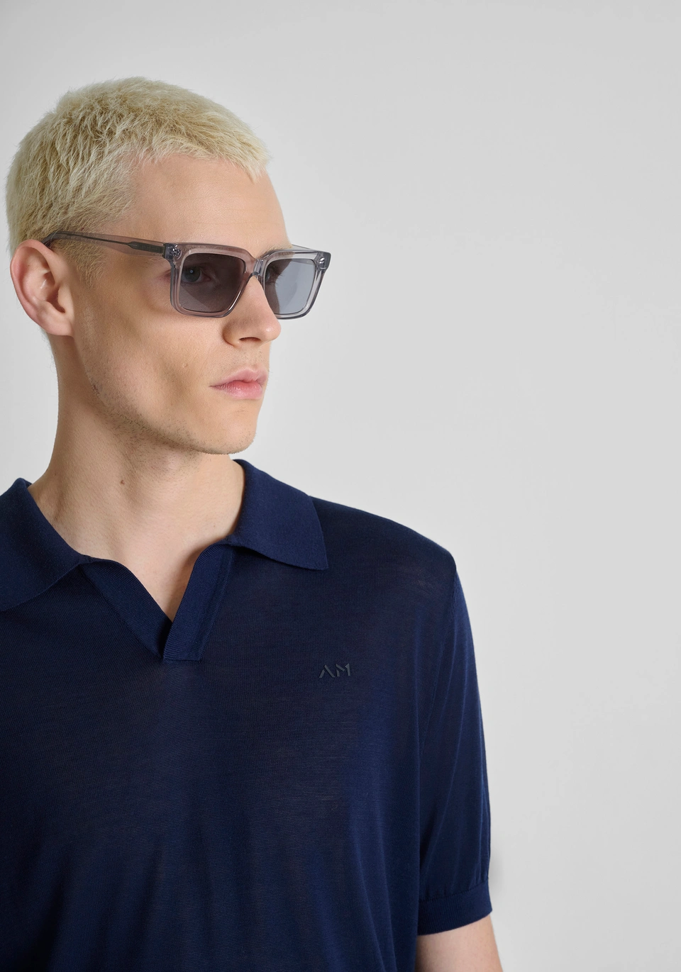 POLO UOMO IN MAGLIA SENZA BOTTONI BLU ANTONY MORATO MMSW01608 YA200091 BLU ANTONY MORATO 