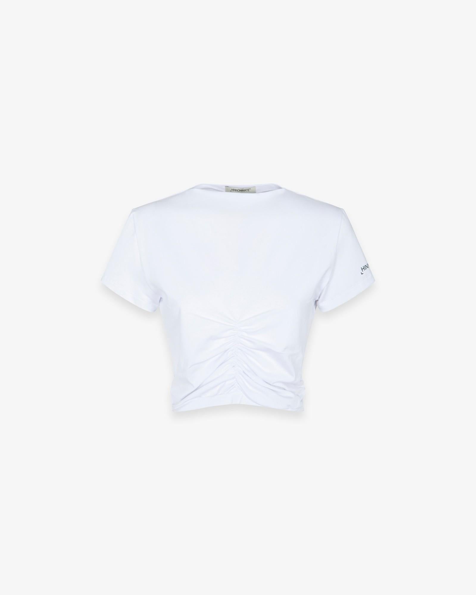t-shirt donna in bielastico con arricciature davanti bianco hinnominate HMABW02478 BIANCO HINNOMINATE 
