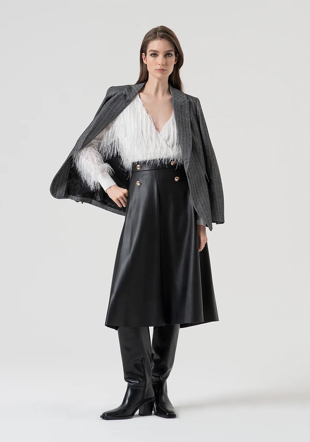 GONNA DONNA ECOPELLA A RUOTA NERA FRACOMINA FR25WG3002P41101 BLACK FRACOMINA 