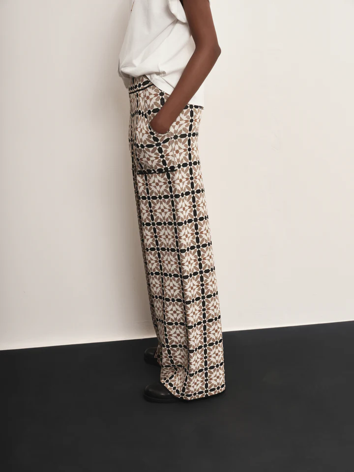 Pantalone AKEP pattern geometrico jacquard e lurex<BR/> PTKD09005 UNICO AKEP 