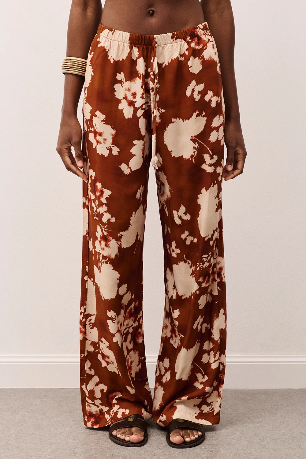 PANTALONE donna GAMPA AMPIA con elastico in vita fantasia floreale bruciato two way PA26SP1087 UNICA TWO WAY 