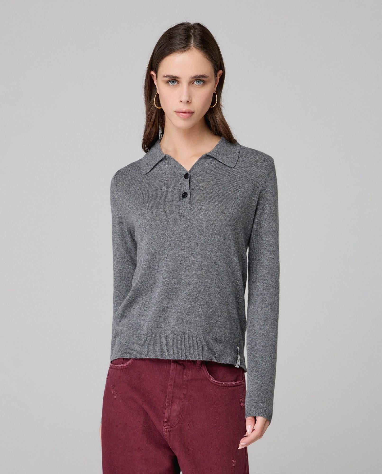 POLO DONNA IN CASHMERE MANICA LUNGA GRIGIO HINNOMINATE HMABW02144 GRIGIO MELANFE HINNOMINATE 