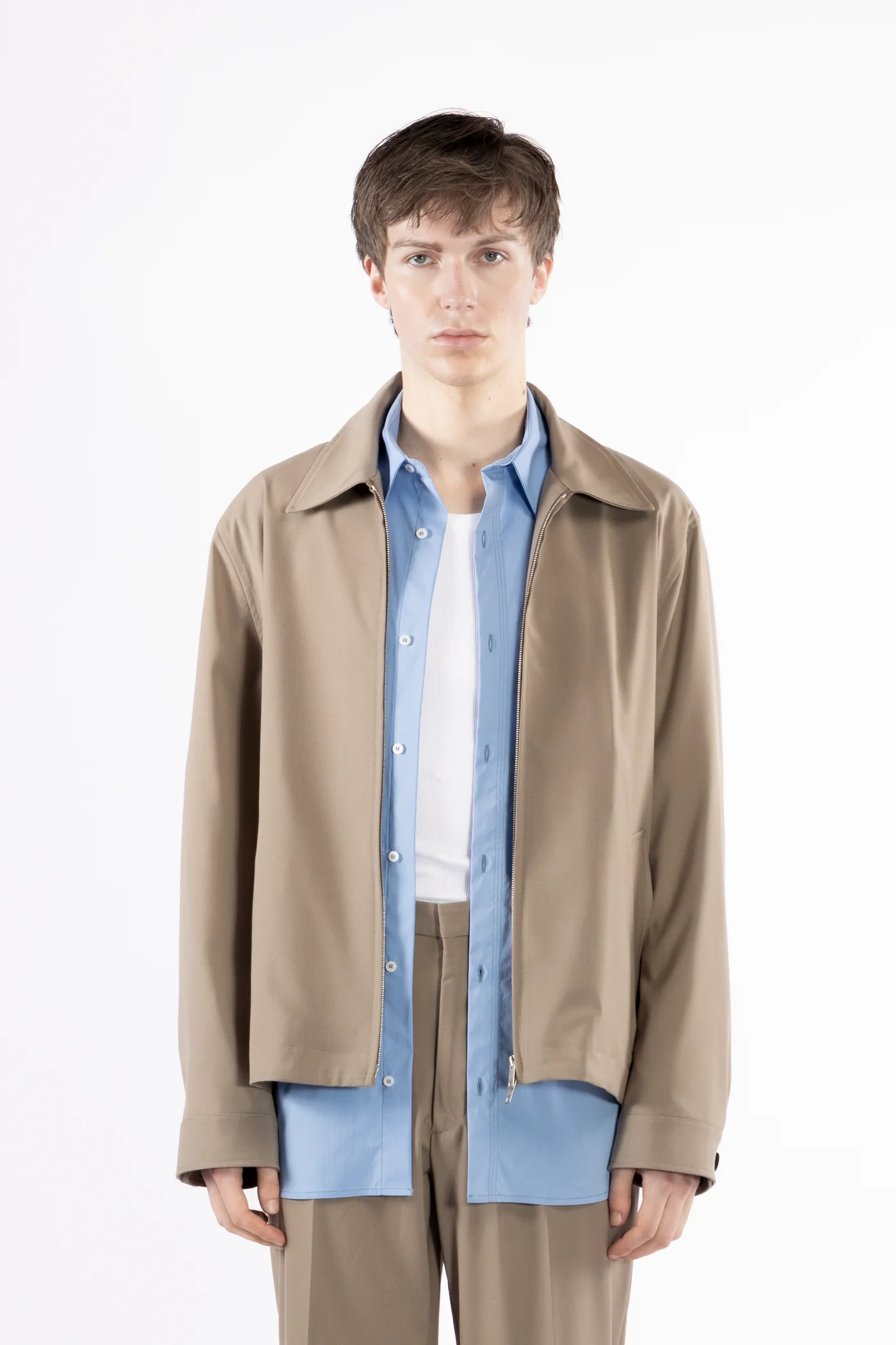 giubbino uomo con zip e colletto camicia taupe i'm Brian GIU3669 TAUPE I'M BRIAN 