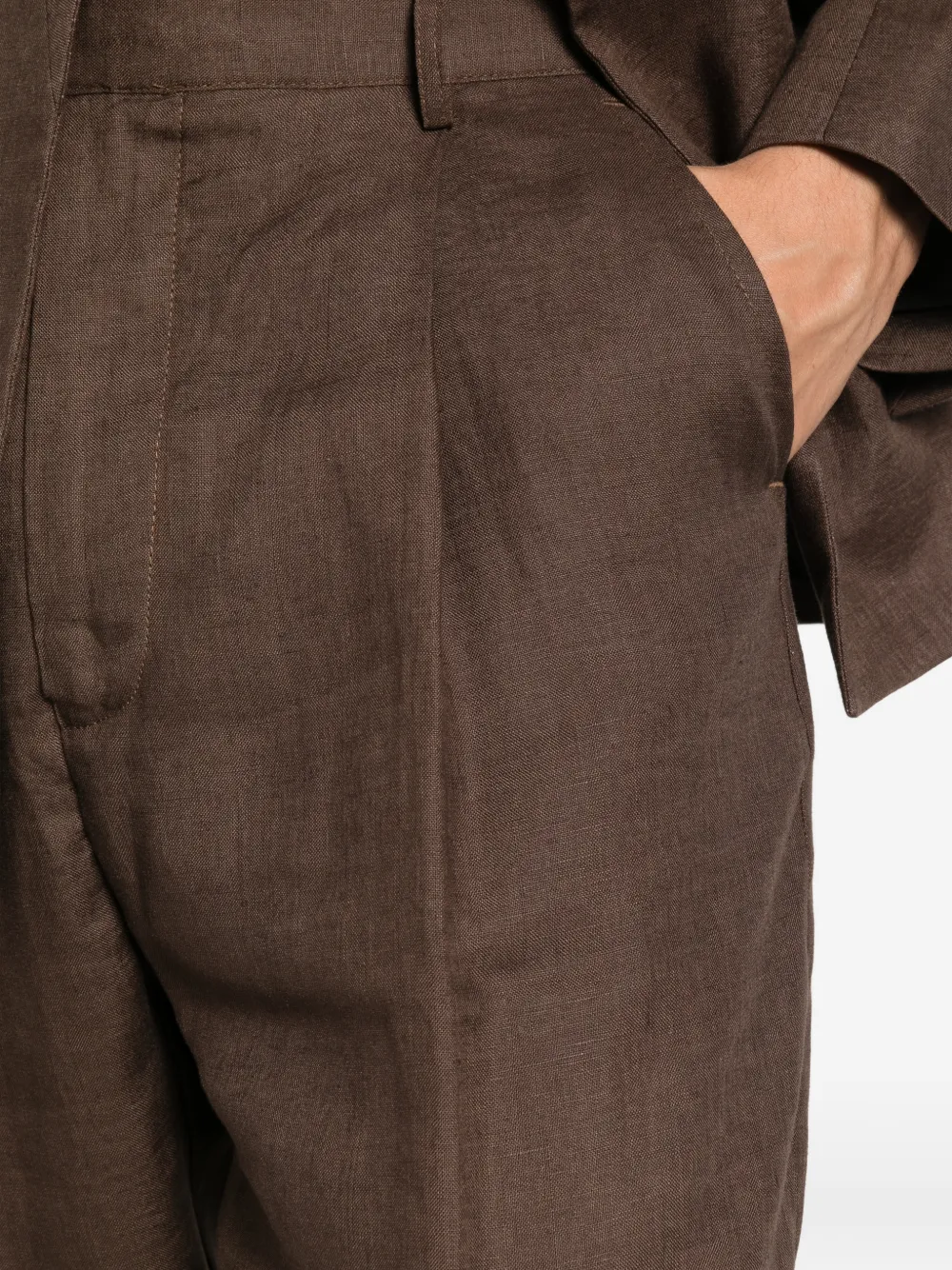 PANTALONE UOMO PALAZZO IN LINO FANGO MARSEM P056 FANGO MARSEM 