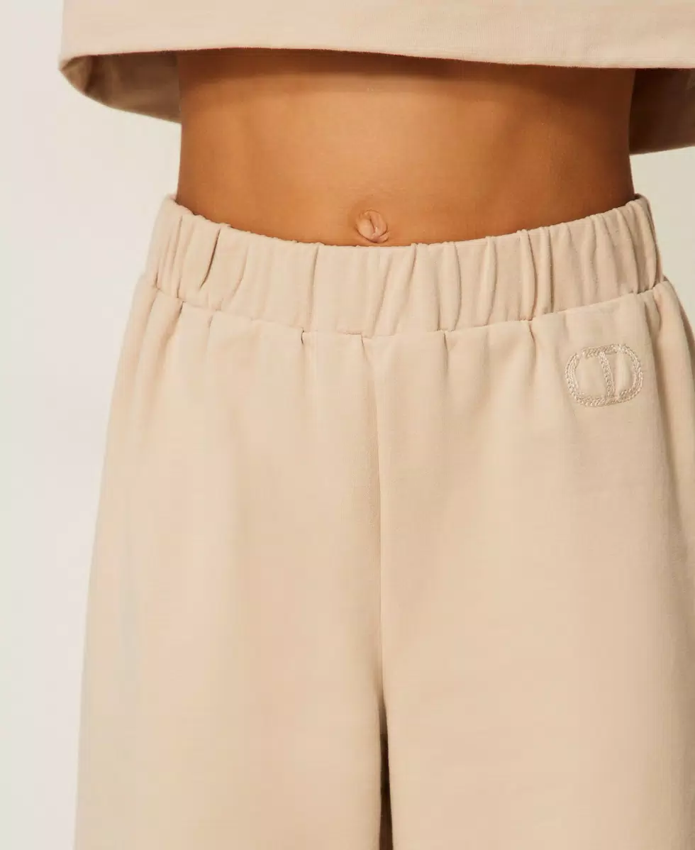PANTALONE BAMBINA AMPIO IN FELPLA BEIGE TWINSET 252GJ2061 SAND DARK\MILK TWINSET KIDS 