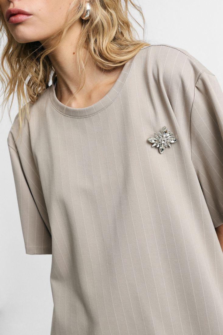 T-SHIRT DONNA FIT AMPIO A RIGHE GESSO PLEASE T0V0DZQ000 GESSO PLEASE 