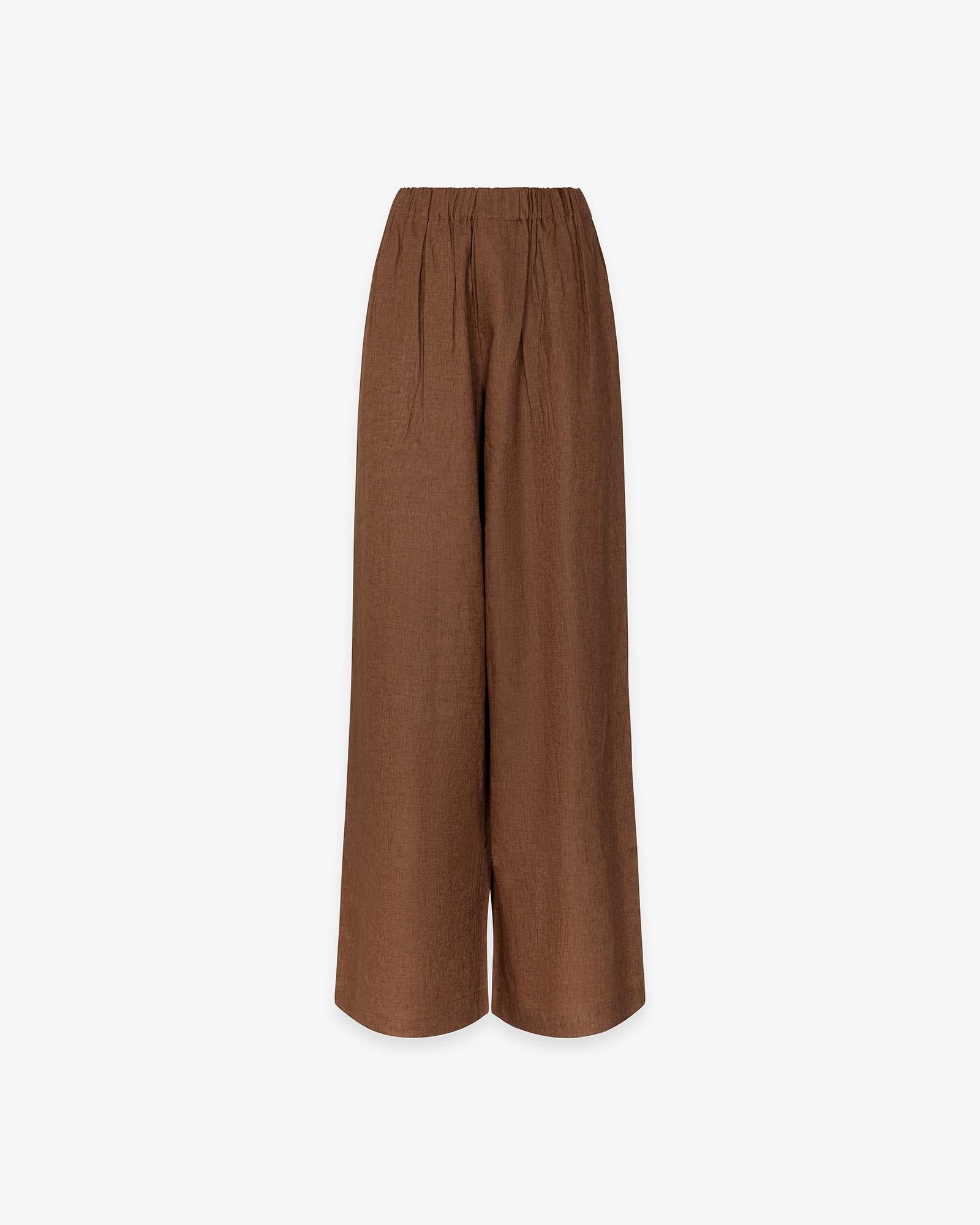 PANTALONE DONNA LARGO DRITTO IN LINO MOKA HINNOMINATE HMABW02641 MOKA HINNOMINATE 