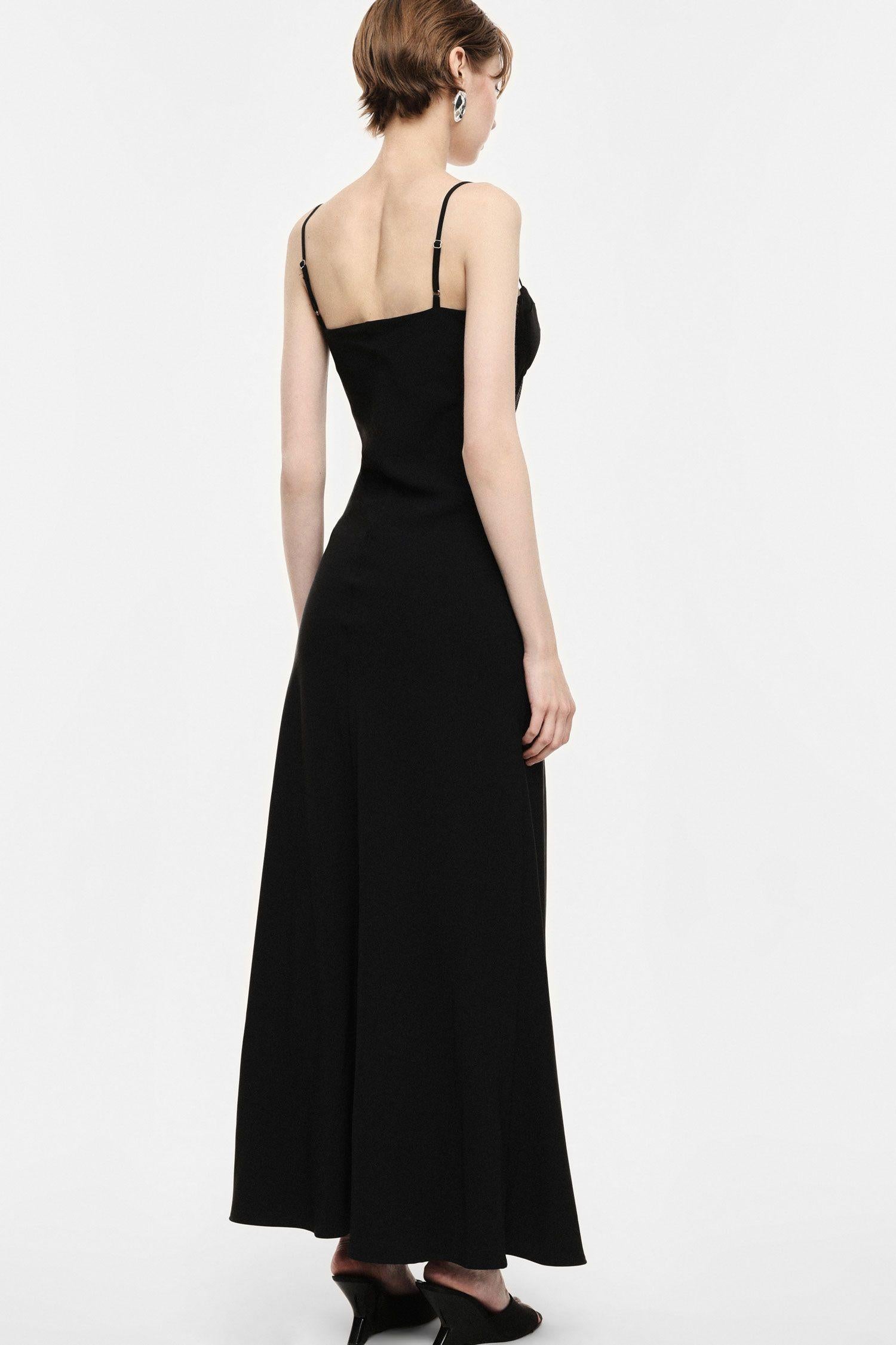 abito donna lungo con bustier e spalline sottili nero imperial AGBBLJT NERO IMPERIAL 
